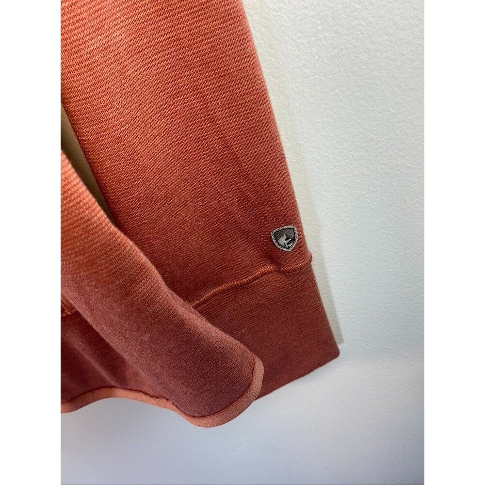 KUHL WOMENS PULLOVER HOODIE THUMB HOLES KANAGROO POCKET ORANGE SIZE MED - Picture 2 of 4